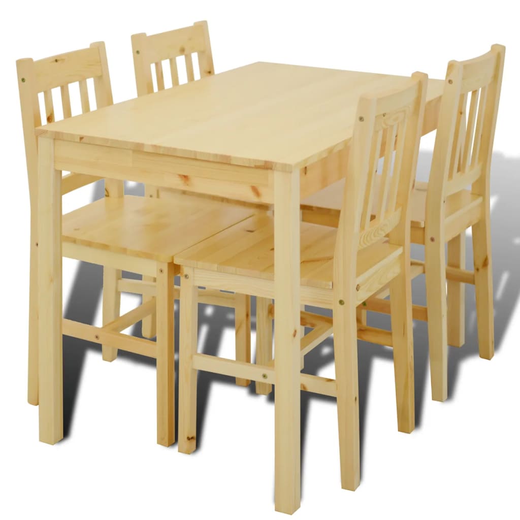vidaXL Dining Table and Chair Dining Set Dinner Table with 4 Chairs Natural-8