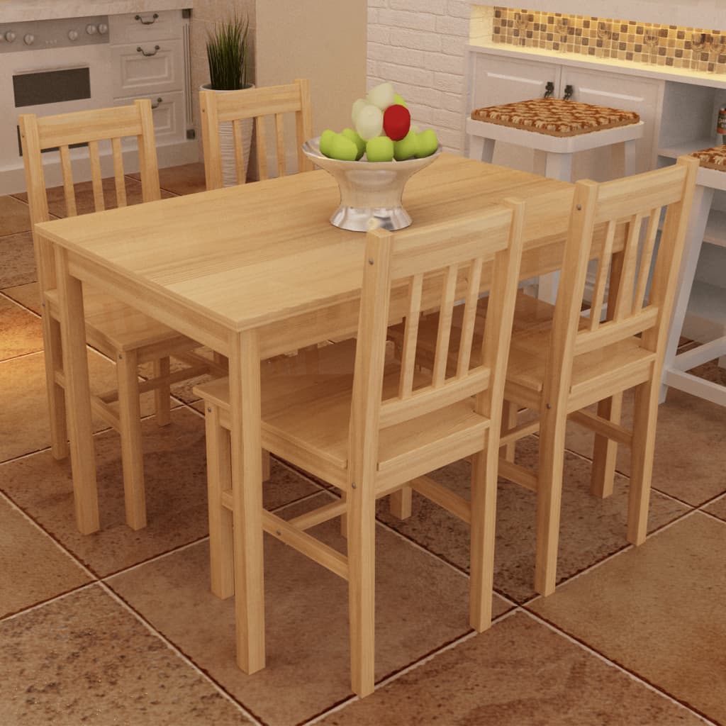 vidaXL Dining Table and Chair Dining Set Dinner Table with 4 Chairs Natural-9