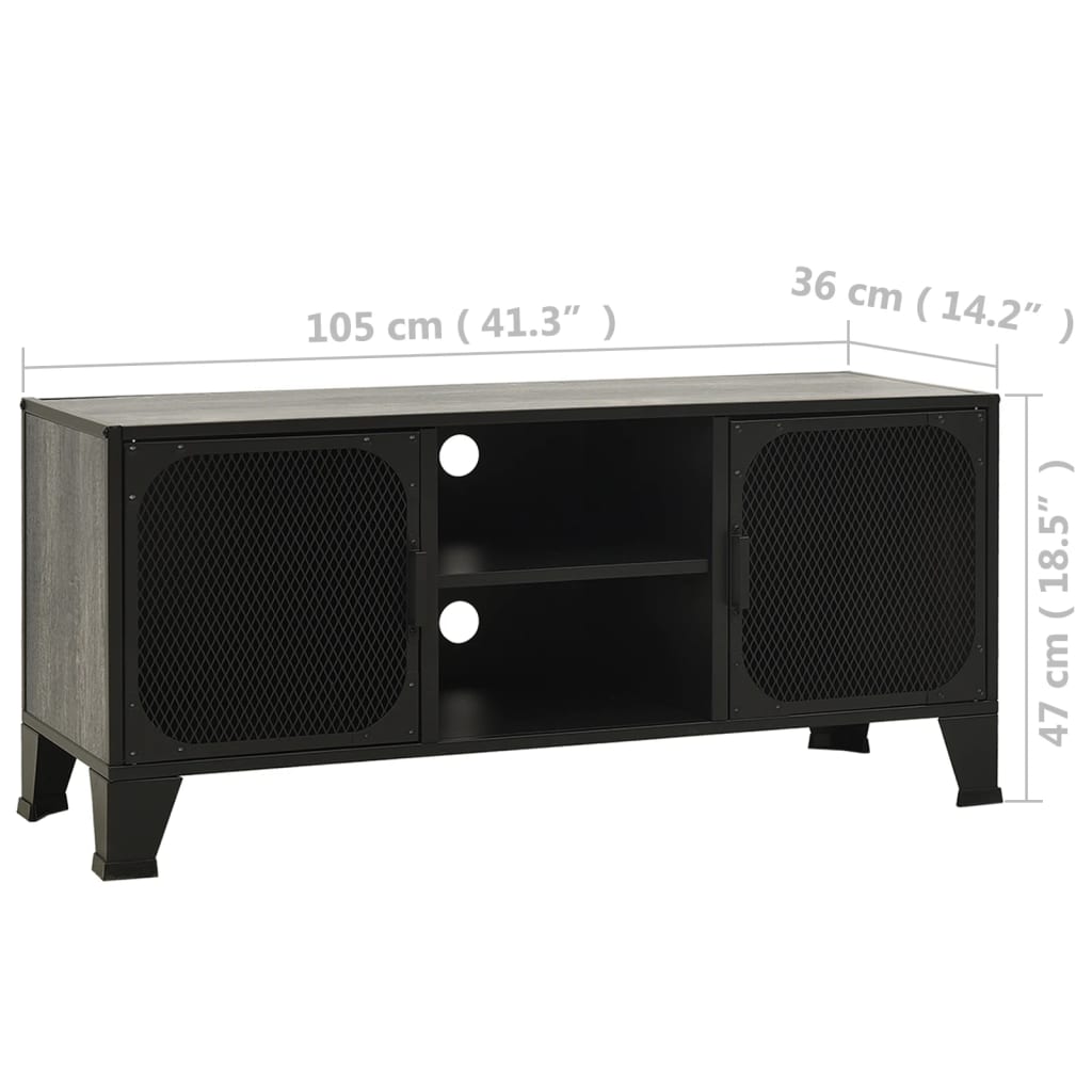 vidaXL TV Stand TV Unit Sideboard TV Unit Media Unit Cupboard Metal and MDF-18