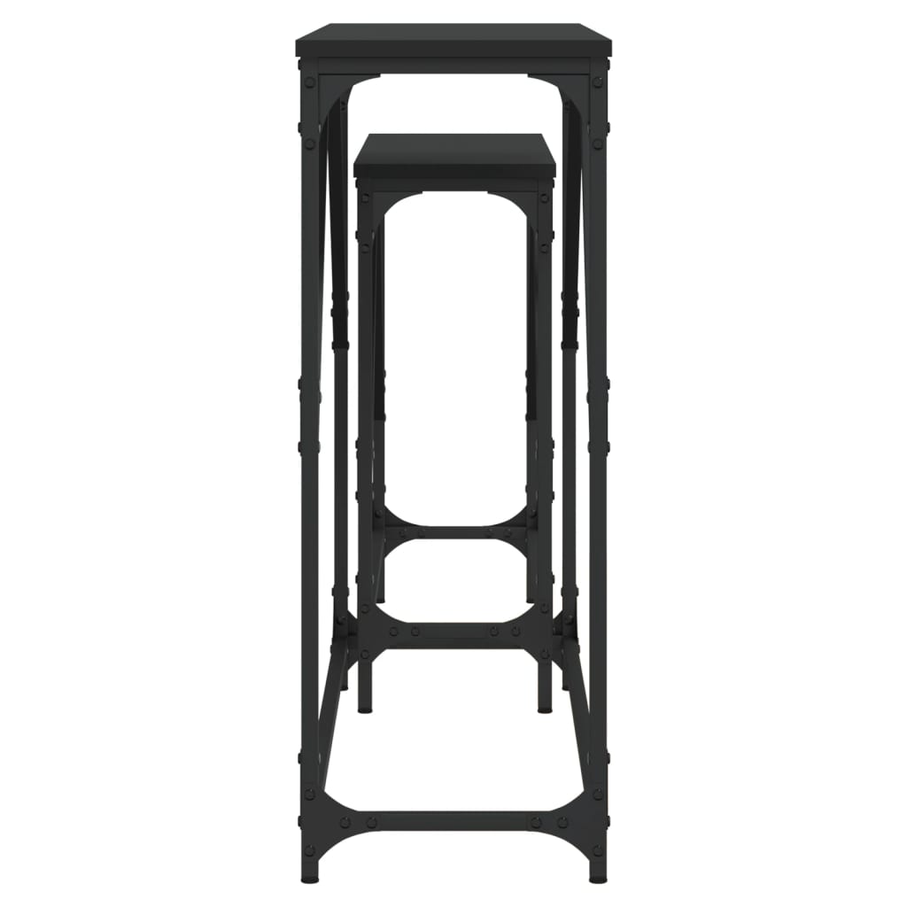 vidaXL Nesting Console Tables 2 pcs Black Engineered Wood-4