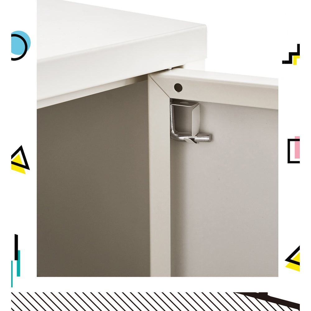 ArtissIn Buffet Sideboard Locker Metal Storage Cabinet - BASE White-4