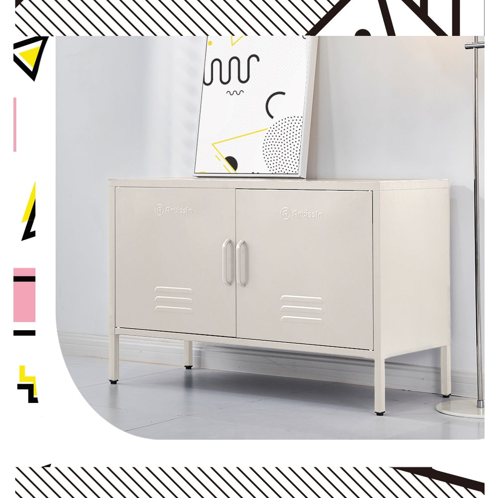 ArtissIn Buffet Sideboard Locker Metal Storage Cabinet - BASE White-5