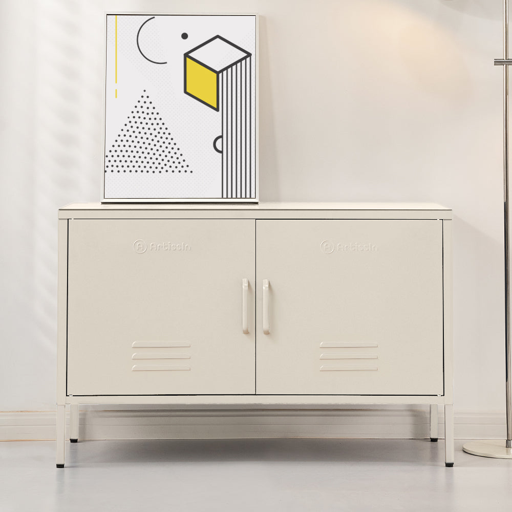 ArtissIn Buffet Sideboard Locker Metal Storage Cabinet - BASE White-7