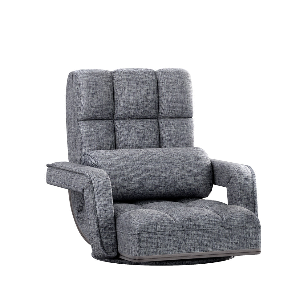 Artiss Floor Sofa Bed Lounge Chair Recliner Chaise Chair Swivel Grey-0