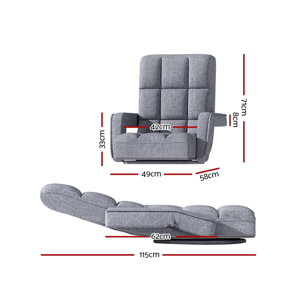 Artiss Floor Sofa Bed Lounge Chair Recliner Chaise Chair Swivel Grey-1