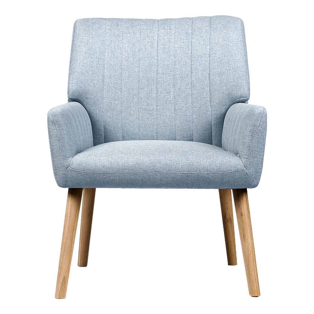 Artiss Armchair Lounge Chair Armchairs Accent Fabric Blue Grey-2