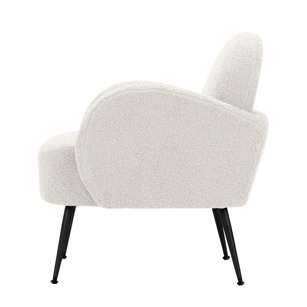 Artiss Armchair Lounge Chair Armchairs Accent Arm Chairs Sherpa Boucle White-3