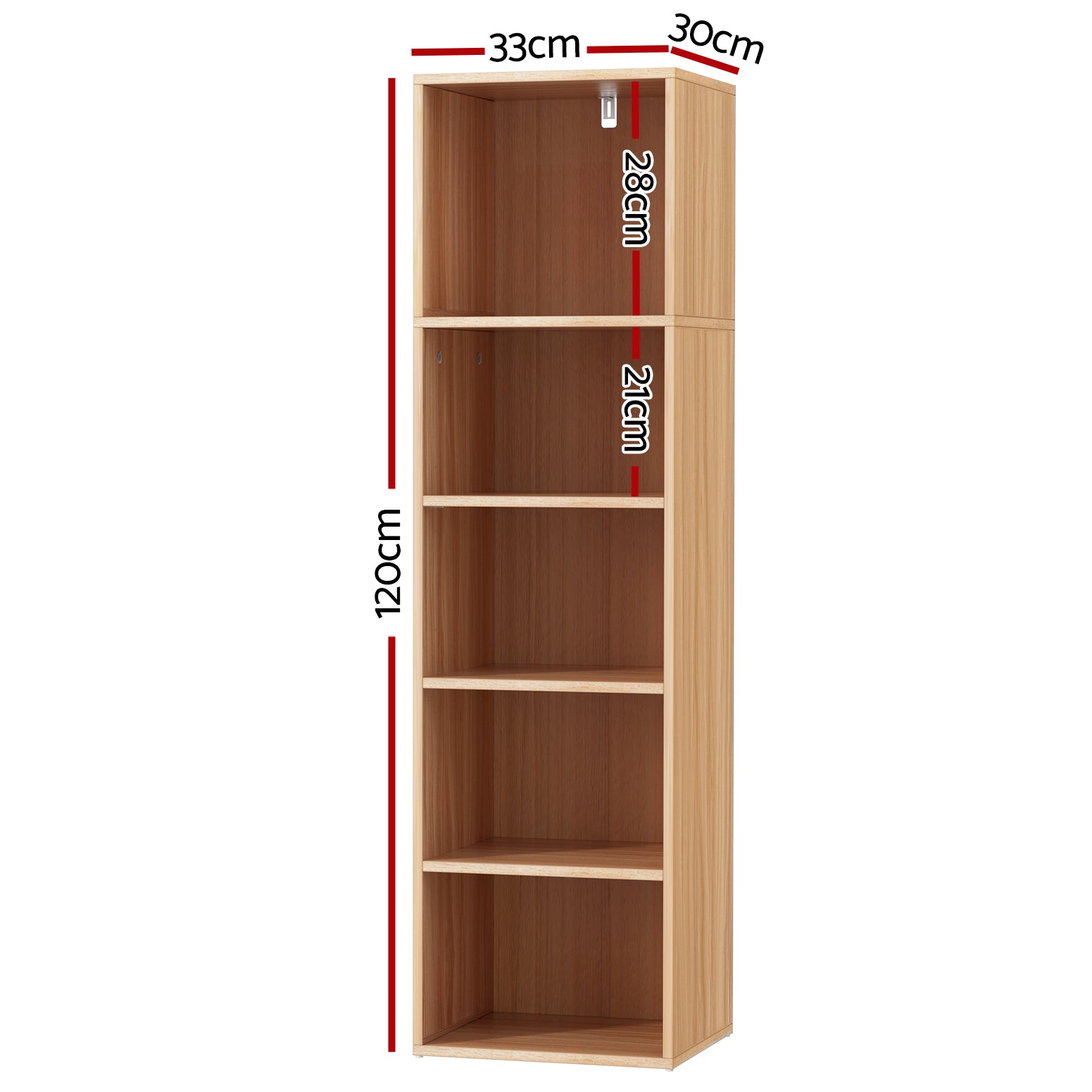 5 Tier Narrow Pine Bookshelf-2