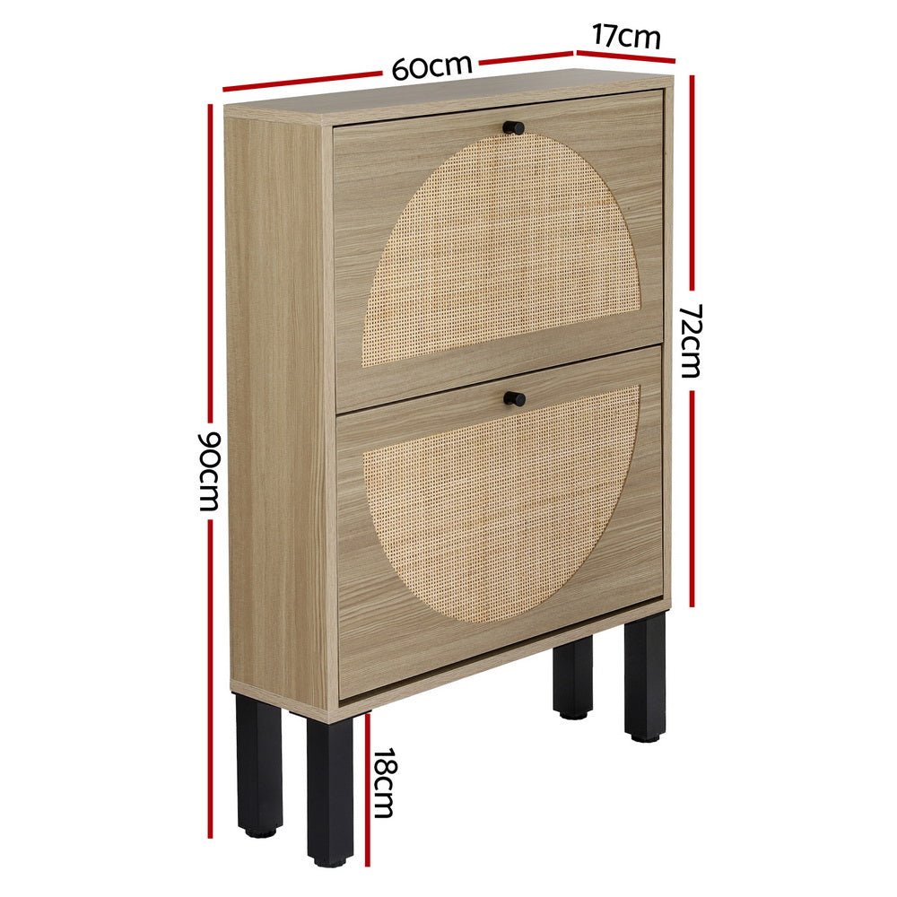 Rattan Shoe Cabinet 2 Drawers-2