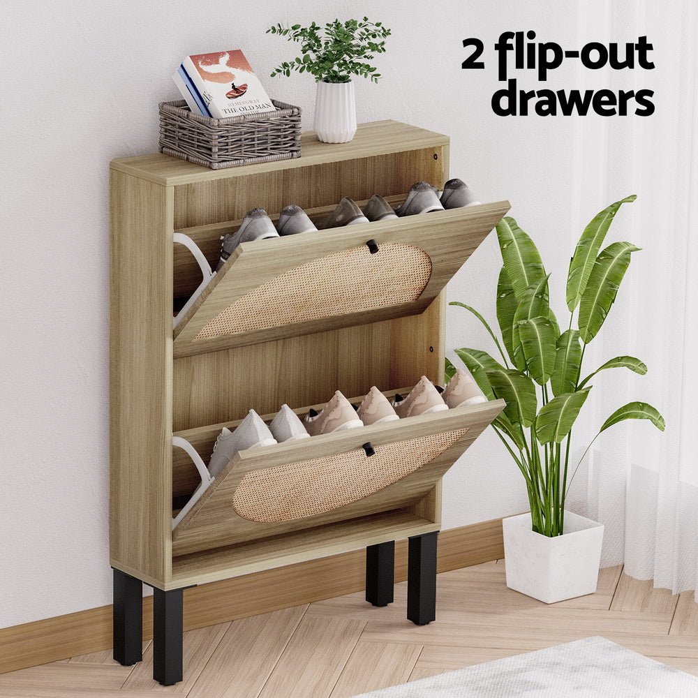 Rattan Shoe Cabinet 2 Drawers-4